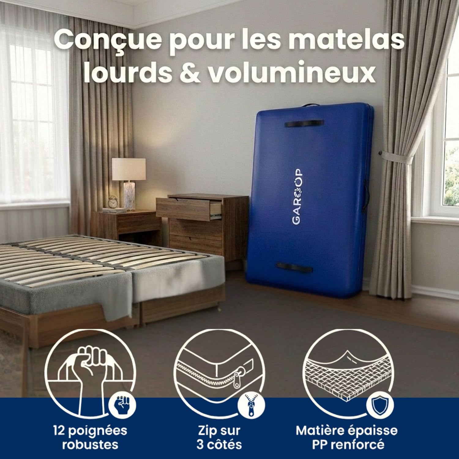 GAROOP Housse Protection Matelas Déménagement Polypropylène PP Toutes Tailles 90x200 à 200x200 cm
