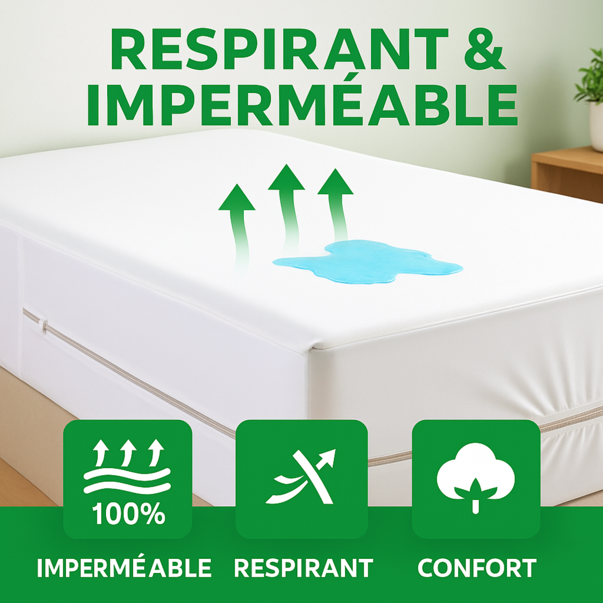 GAROOP Housse Matelas Anti-Punaises de Lit Imperméable Anti-Acariens Certifiée OEKO-TEX 90 à 160 cm
