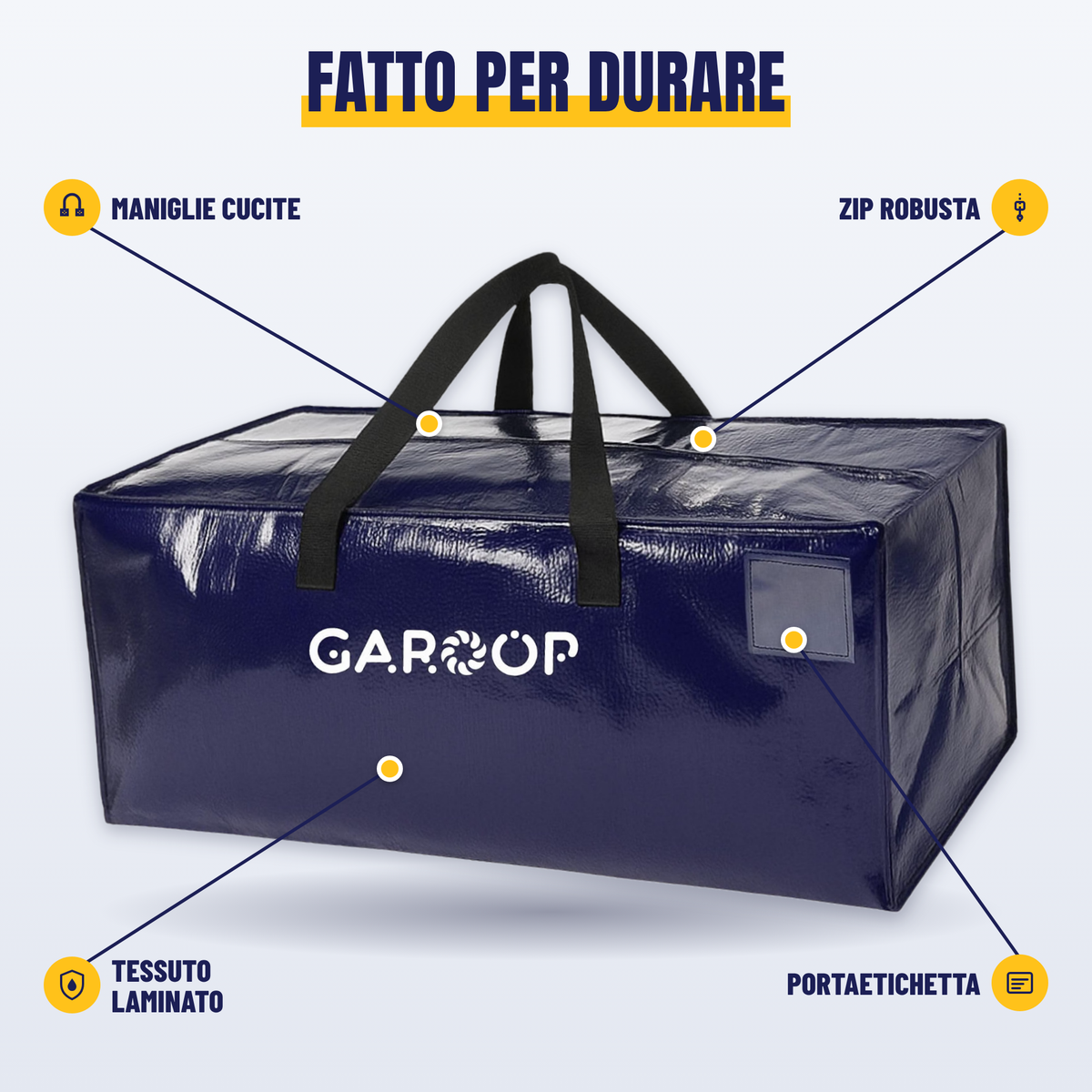 Sacs de déménagement XXL GAROOP — lot de 4, 6 ou 8 sacs